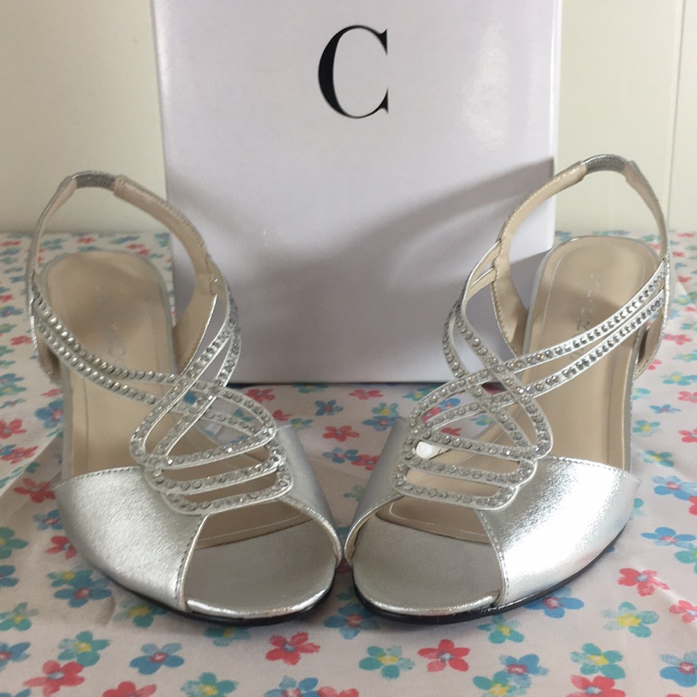 Caparros Philomena silver evening heel sandals